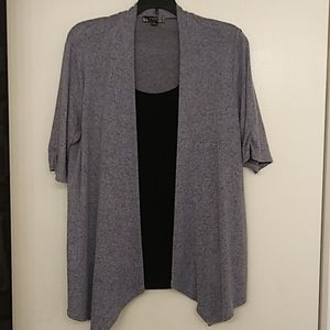 Heathered blue cardigan w/built-in shell